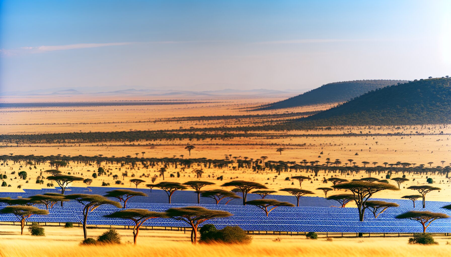 African landscape with solar panels