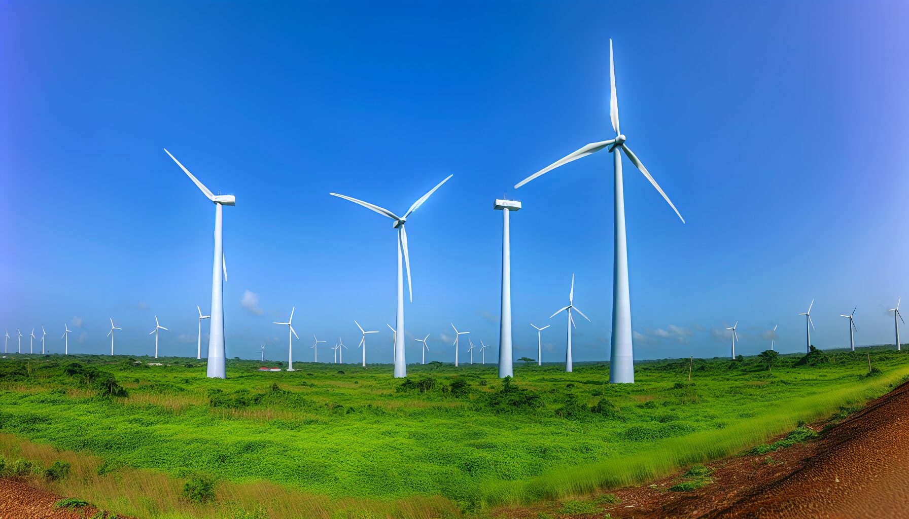 Wind turbines in a rural landscape